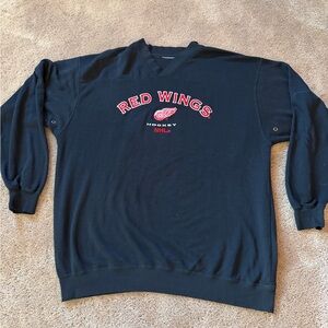 Mens Xl Black Red Wing Hockey Sweatshirt